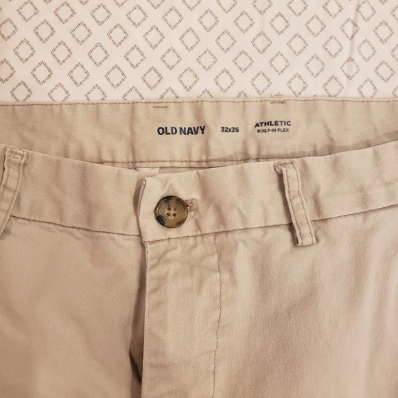 Old Navy Men's Khaki Chinos ATHLETIC BUILT IN FLEX 32X36 - Picture 3 of 5